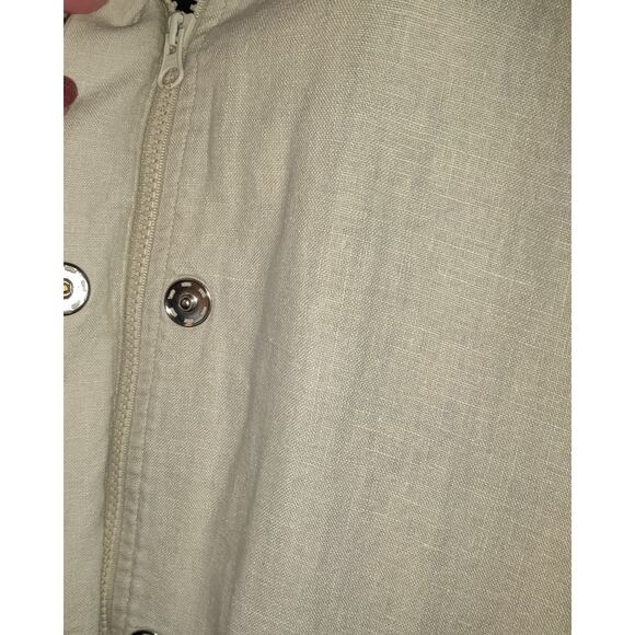 Beige GAP Linen Jacket Hoodie Adult XL Zips Snaps Outdoors Faux Pockets - Picture 4 of 16